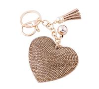 Soleebee Portachiavi in pelle cuore d'amore Bling Cristallo Portachiavi auto Fascino accessori per borse e Personalizzare Zaino con le nappe (Oro chiaro)