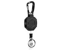 Soleebee Portachiavi retrattile, moschettone pesante, con corda in acciaio allungabile da 80 cm, portachiavi e anello portachiavi, JoJo estraibile, porta badge per porta carte (B)