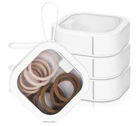 Soleebee Scatola organizzatrice per capelli piccolo portatile con coperchio tamponi di cotone filo interdentale forcine per capelli gioielli da viaggio (4 pezzi, bianco)