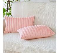 Soleebee - Set di 2 copricuscini in velluto e pelliccia artificiale, motivo tie dye, 30 x 50 cm, rosa, copricuscini decorativi per divano, letto, casa, auto, sedia, bar, negozio di libri e ufficio
