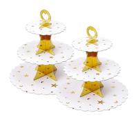 Soleebee Stand per torte in cartone, 3 ripiani, supporto per cupcake, supporto per dolci, torre, muffin, accessorio per feste, matrimoni, compleanni, feste, torte, panini, torte (2 pezzi, Golden Star)