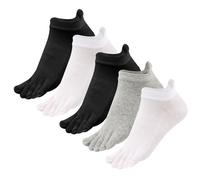 Soleeya 5 Paia Corti Calzini con Dita Separate Uomo Corsa, 39-45 Traspirante Calze con Dita Separate Uomo Cotone Morbido Calze con le Dita (IT, Numero, 39, 45, Regular, Regular, Nero/Bianco/Grigio)