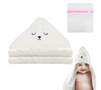 Soleeya Orso Bianco Accappatoio Neonato 0-3 Mesi + Borsa per Bucato, Asciugamano con Cappuccio Neonato Antistatico Asciugamano Neonato Bagnetto Morbido e Super Assorbente Asciugamano