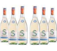 Solegro Vino Bianco Frizzante Secco, Fresco e piacevole con aromi Floreali e Fruttati, 10,5% vol, Confezione con 6 Bottiglie da 750 ml
