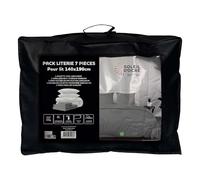 Soleil d’Ocre Boheme Set di parure da letto, con piumino, da 7 pezzi, per letti da 140 x 190 cm, di colore grigio