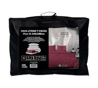 Soleil d’Ocre Boheme Set di parure da letto, con piumino, da 7 pezzi, per letti da 140 x 190 cm, di colore rosso lampone