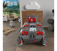 Soleil d’ocre Pompiers Parure copripiumino, 100 procenti cotone 57 fili/cm2, 120 x 150 cm, grigio