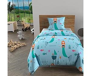 Soleil d’ocre Sirenes Parure copripiumino, 100 procenti cotone 57 fili/cm2, 140 x 200 cm, blu