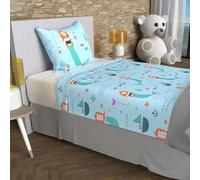 Soleil d’ocre Sirenes Parure di lenzuola, 100 procenti cotone 57 fili/cm2, 180 x 290 cm, blu