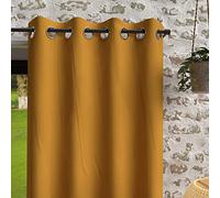Soleil d'ocre, Bohème Tende occhielli, Microfibre lavato, senape, 140x180 cm
