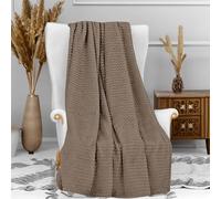 Soleil d'Ocre Cocooning Plaid in microfibra, da 120 x 160 cm, di colore tortora