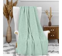 Soleil d'Ocre Cocooning Plaid in microfibra, da 120 x 160 cm, di colore verde acqua