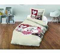 Soleil d'ocre Impostare Coperchio di Consolatore, Cotone, Ecru, 140x200 cm