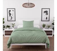 Soleil d'ocre Intemporel Set copripiumino in microfibra lavata, 140 x 200 cm, colore: verde acqua,