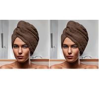 Soleil d'ocre Lagune Asciugamano per capelli, in cotone, da 24 x 62 cm, di colore marrone (Confezione da 2)