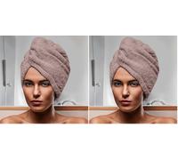 Soleil d'ocre Lagune Asciugamano per capelli, in cotone, da 24 x 62 cm, di colore rosa antico (Confezione da 2)