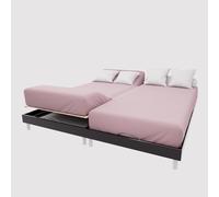 Soleil d'Ocre, Lenzuolo con angoli in TPR in cotone a 57 fili, 2 x 80 x 200 cm, tinta unita, colore: Rosa antico