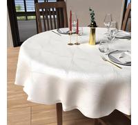 Soleil d'ocre Luxury Tovaglia Anti Macchia, Bianco, Diametro 180 cm
