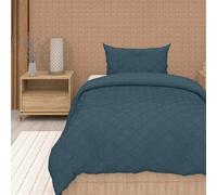 Soleil d'ocre, Parure copripiumino 3D in microfibra, 140 x 200 cm, colore: blu anatra