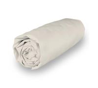 Soleil d'Ocre Percale Lenzuolo con angoli in policotone, da 140 x 190 cm, di colore lino