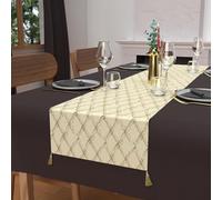 Soleil d'ocre Runner da Tavolo Festivo in Puro Cotone, Oro, 40 x 180 cm