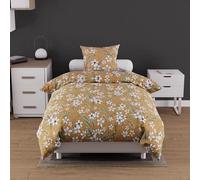 Soleil d'ocre, Set copripiumino Cotone 57 Fili 140x200 cm Manon Camel