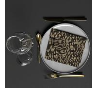 Soleil d'Ocre, Set da 3 tovaglioli stampato 40X40 cm GOLD nero