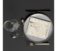 Soleil d'ocre, Set di 3 tovaglioli stampati 40 x 40 cm, oro bianco