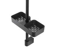 SOLEILUX Mensola doccia universale in abs rinforzato per asta saliscendi da 18-22-25mm - 25x11x4cm (NERO)