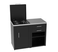 SOLEILUX Set Cucina da Esterno a Gas 2 Elementi con 2 cassetti Estraibili - Struttura in Acciaio e Piano in Acciaio Inox - Nero