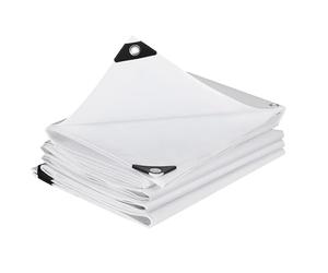 SOLEILUX Telo Impermeabile da Esterno - 300 g/m² Telone con Occhielli Rinforzati, Resistente ai Raggi UV e agli Strappi, per Barche, Legna, Piscine, Mobili da Giardino, Auto - Bianco (5mt x 8mt)