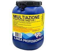 SOLEILUX Triplex Multiazione Pastiglie 200gr 25kg Cloro 6 IN 1 - Clorante, Azzurrante, Flocculante, Disinfettante, Antialghe e Stabilizzatore ph - Azione Rapida - Lenta Dissoluzione