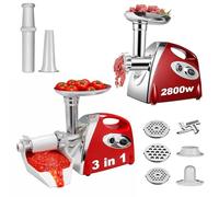SOLEILUX Tritacarne Passapomodoro Elettrico 2800W Max 3 in 1 con Spremipomodoro e Tritaverdure, 3 Dischi in Acciaio Inox + Accessorio Kubbe, Multifunzionale per Carne e Verdure