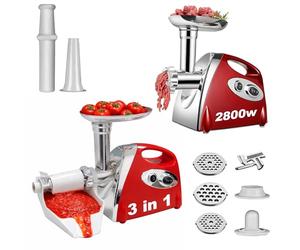 SOLEILUX Tritacarne Passapomodoro Elettrico 2800W Max 3 in 1 con Spremipomodoro e Tritaverdure, 3 Dischi in Acciaio Inox + Accessorio Kubbe, Multifunzionale per Carne e Verdure