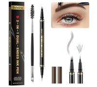 Soleira Waterproof Eyebrow Pencil with 4 Tip Microblading Eyebrow Pen and Dual-Ended Brush, for Natural-Looking Brows, Long-Lasting, Dark Brown