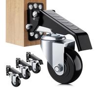 SOLEJAZZ Set di ruote a scomparsa, 330 kg, per banchi da lavoro, ruote per panchine, struttura interamente in acciaio, ruote in uretano per mobili da banco da lavoro, 4 ruote girevoli