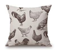 Solekla - Federa decorativa per cuscino con galline e galli di alta qualità, 45 x 45 cm, colore SL60, per soggiorno, camera da letto, ufficio, sala da pranzo