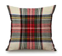 Solekla Federa per cuscino a quadri, 45,7 x 45,7 cm, motivo scozzese scozzese rosso e bianco, stampa simmetrica quadrata, federa decorativa su entrambi i lati