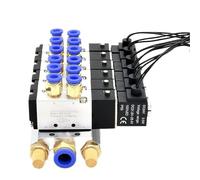 Solenoid Valve Multi-way Combination 4V110-06 Manifold Stations DC12V 24V AC220V With Fittings 5 Port 2 Position Solenoid Valves(4 Row 8mm fitting)