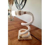 Solenzo - Lampada da tavolo originale corda viticcia - lampada da comodino sul mare - lampadina E27 offerta (bianco)