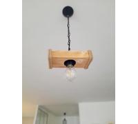 Solenzo - Lampadario a sospensione in legno e corda, stile industriale, rustico, da campagna, alla moda, 1 lampadina (E27)