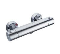 Solepearl Miscelatore termostatico per doccia, cromato, rotondo, da parete, miscelatore termostatico per doccia, valvola anti scottatura, moderno in ottone massiccio, miscelatore per acqua calda e