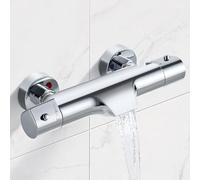 Solepearl Miscelatore Termostatico per Vasca Doccia con Uscita a Cascata, Miscelatore Termostatico per Vasca 38℃ Antiscottatura, Valvola Termostatica per Doccia con 2 Beccuccio, Cromo