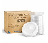 SOLEPLASTIC 1000 Coperchi per Bicchieri Carta 75 ml - Diametro 5 cm - Bianco in Plastica Resistente - CHIUSURA SICURA ANTIGOCCIA per Caffè Take Away, Bar, Ristoranti e Domestico