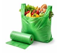 SOLEPLASTIC 5 Rotoli Sacchetto Spesa (275 BUSTE) 24 x 50 cm con SOFFIETTO 6 CM Biodegradabili e Compostabili a Rotolo Verdi per Raccolta Organico, RESISTENTI per Supermercati, Uso Domenico e Non Solo