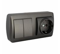 Solera Base doppia presa + interruttore murale 2p+t 250 V 16 A Grafite