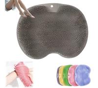Solespa Hands-Free Silicone Foot Scrubber Mat, Foot Back Cleaning Pad, Shower Foot & Back Scrubber with Non, Slip Suction Cups, Improves Circulation Relieves Foot Pain (Gray)