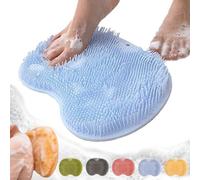 Solespa Hands-Free Silicone Foot Scrubber Mat, Multifunctional Wall Mounted Shower Foot & Back ScrubberMat with Non-Slip Suction Cups, Body Cleaner Eliminate Calluses Dead Skin (Blue)