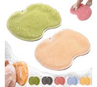 Solespa Hands-Free Silicone Foot Scrubber Mat, Multifunctional Wall Mounted Shower Foot & Back ScrubberMat with Non-Slip Suction Cups, Body Cleaner Eliminate Calluses Dead Skin (2PCS-C)