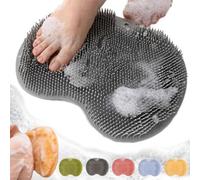Solespa Hands-Free Silicone Foot Scrubber Mat, Multifunctional Wall Mounted Shower Foot & Back ScrubberMat with Non-Slip Suction Cups, Body Cleaner Eliminate Calluses Dead Skin (Gray)